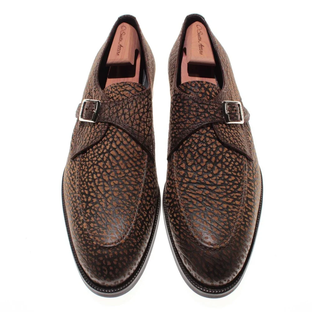Di Bianco NWB Single Monk Strap Dress Shoes Size 44.5 (US 11.5) in Brown Bison